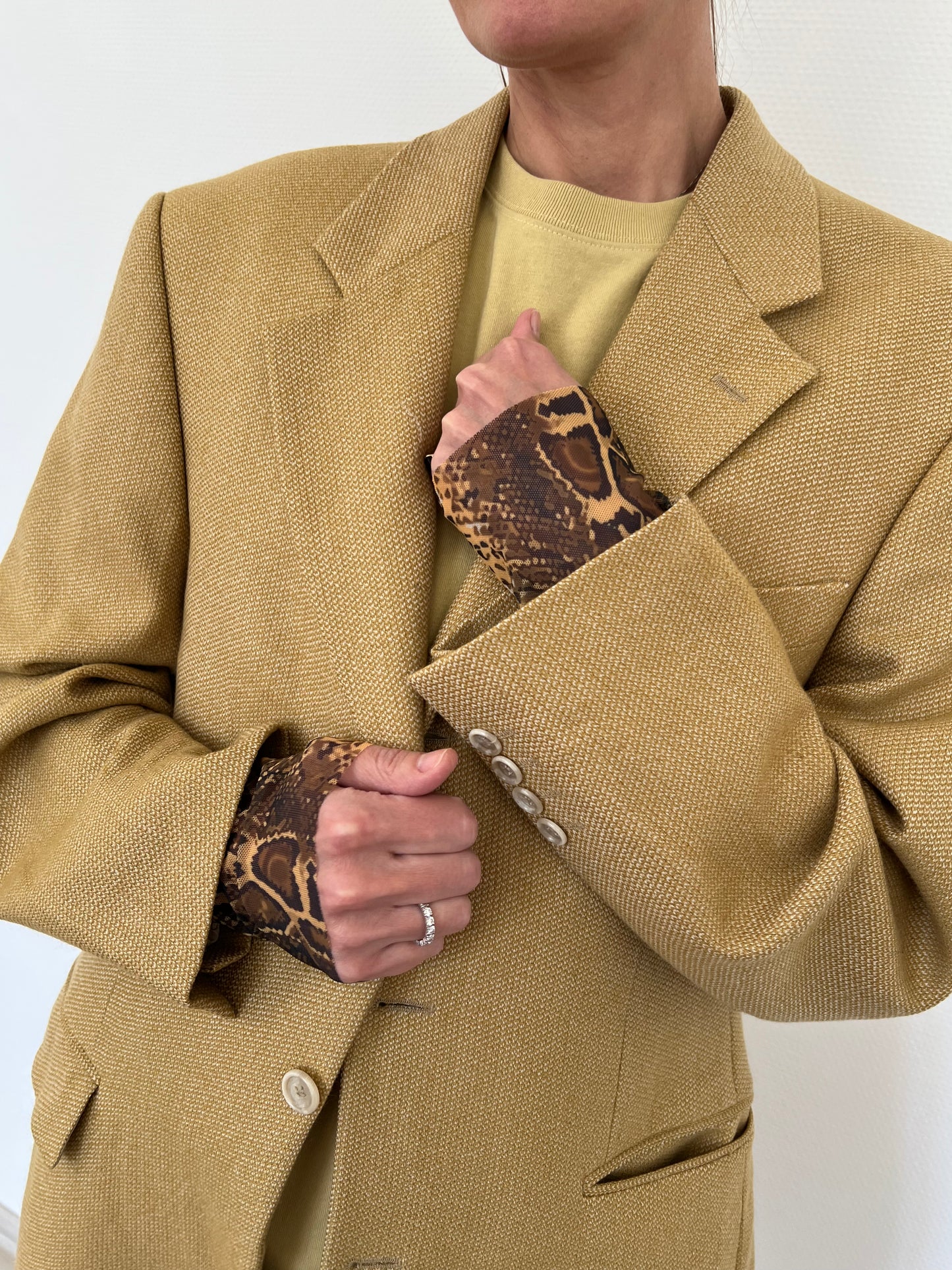 Gyvatės rašto perregimo audinio rankovės